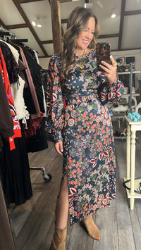 Echo of the Aviary Maxi Dress With Belt