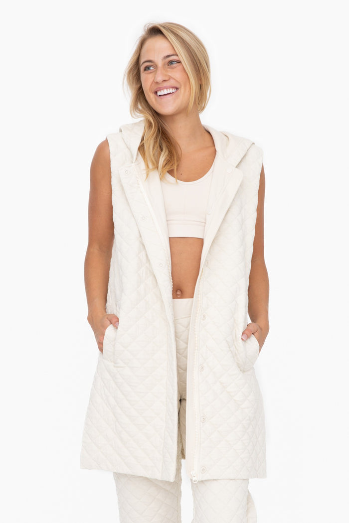 Quilted Longline Cotten Blend Vest