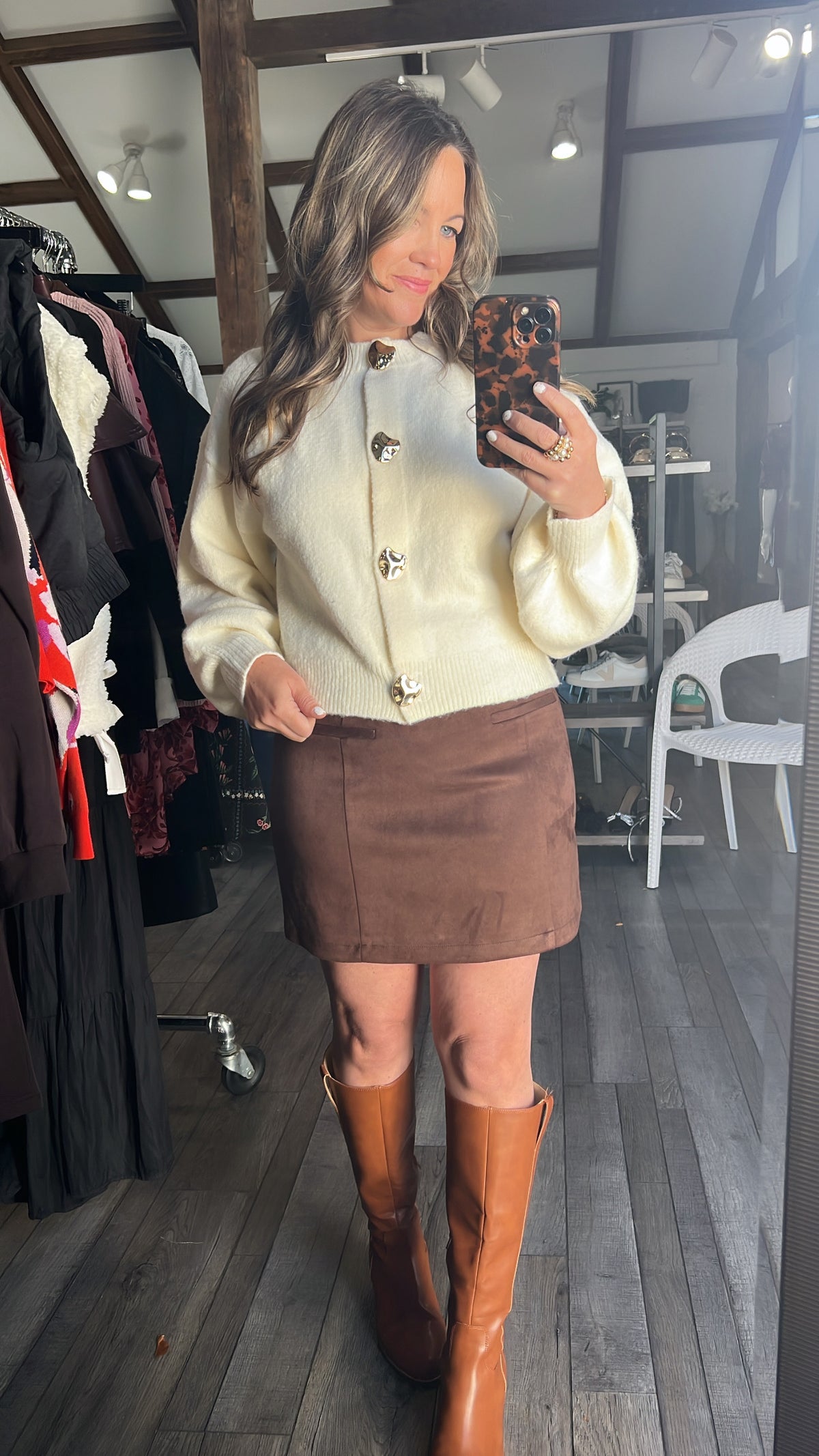 Chocolate Suede Mini Skirt