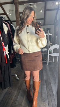 Chocolate Suede Mini Skirt