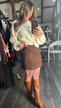 Chocolate Suede Mini Skirt