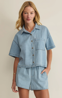 Everyday Denim Button Up Coastal Water