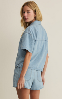 Everyday Denim Button Up Coastal Water
