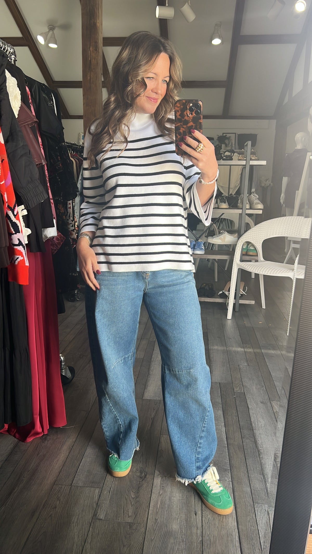 Stripe Mock Neck Sweater