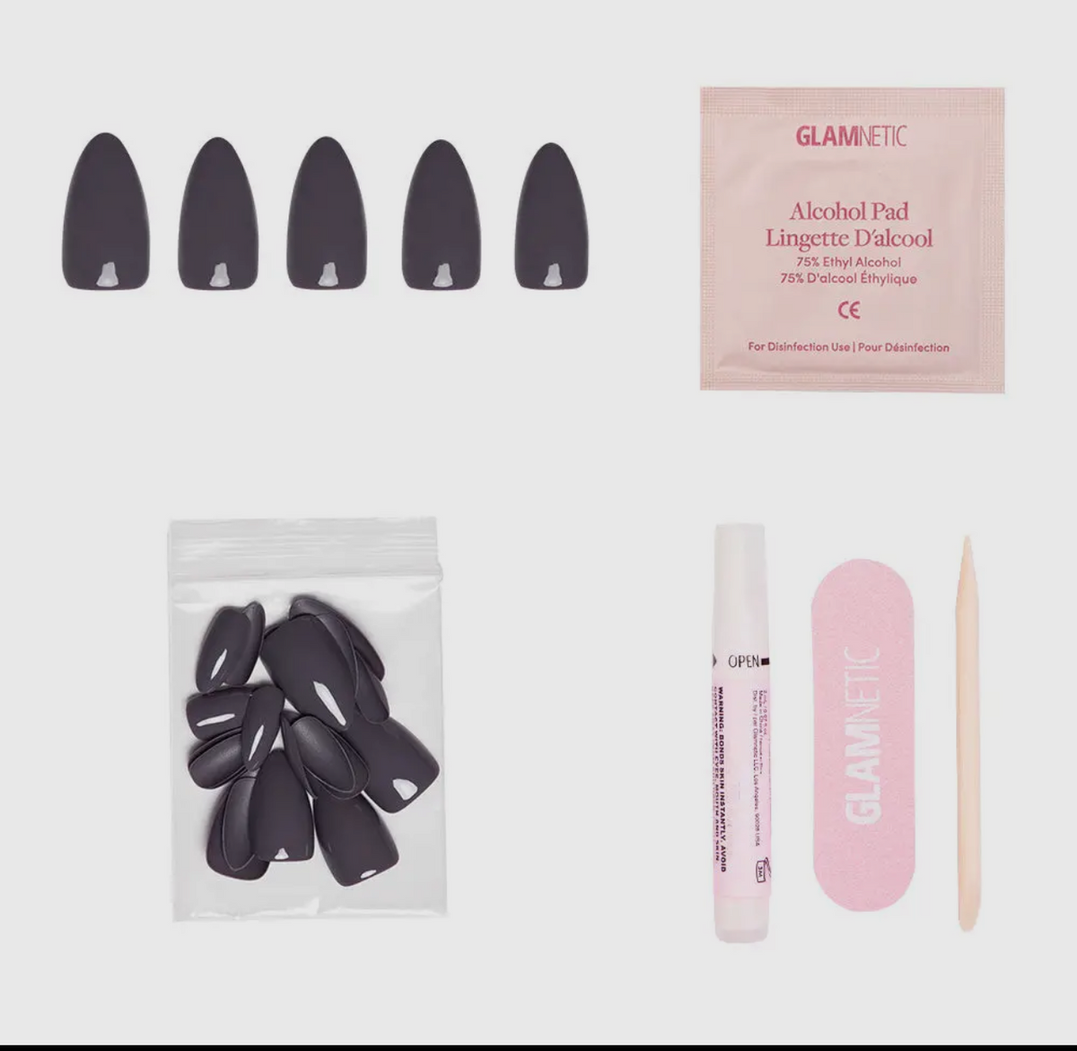 Ash Gray Press On Nails Short Almond