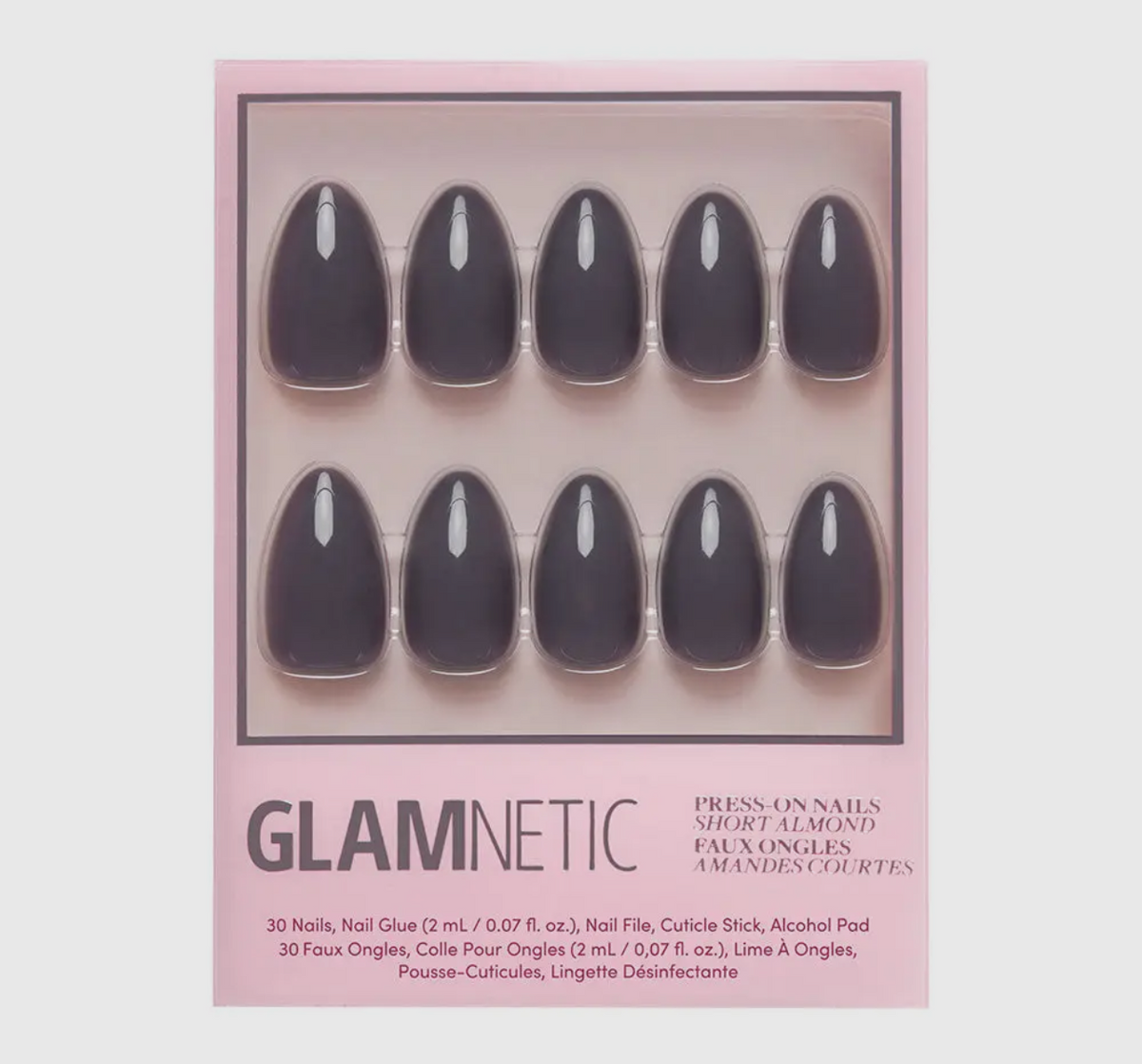 Ash Gray Press On Nails Short Almond