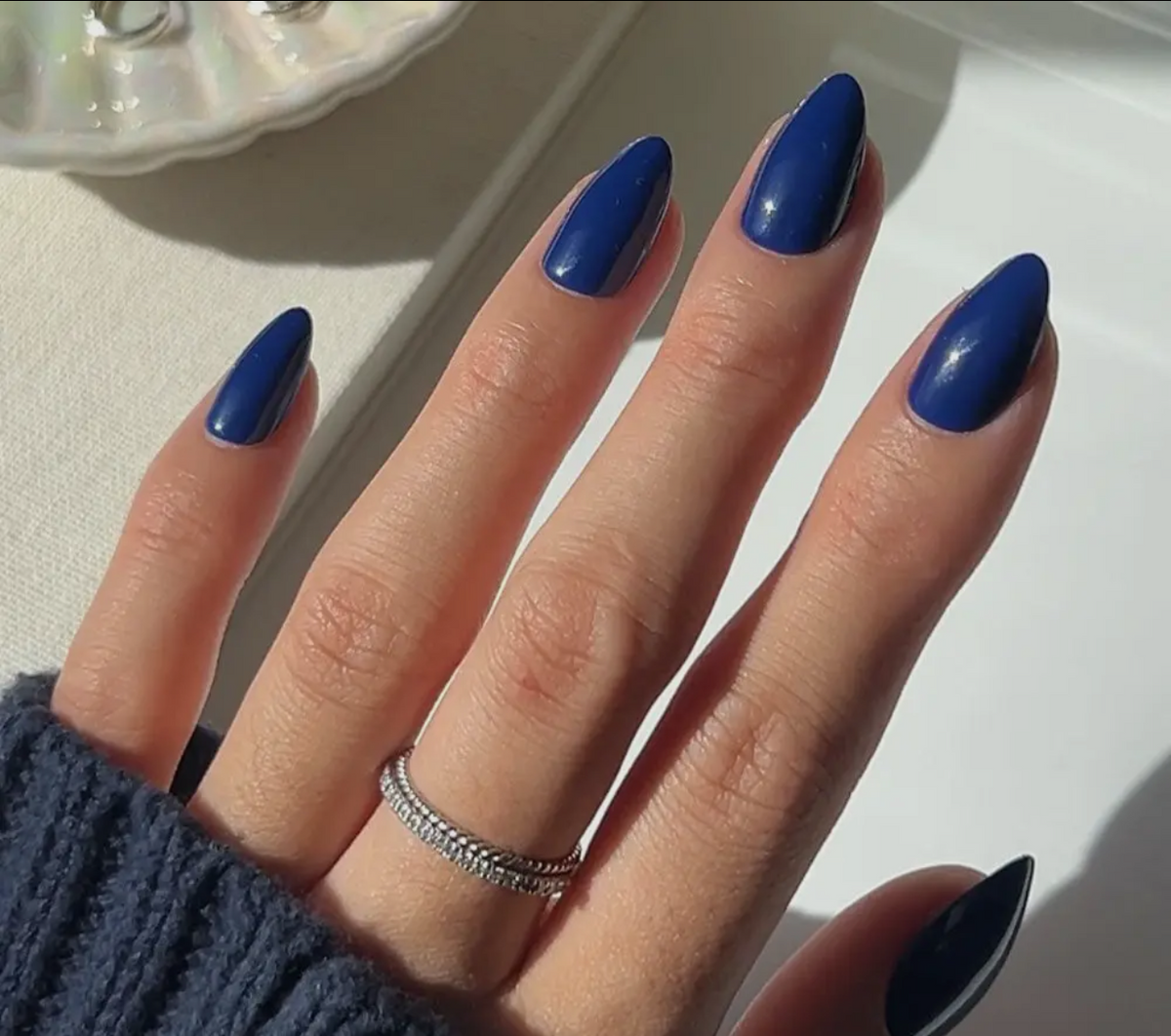 Midnight Blue Press On Nails -Short Almond