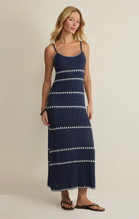 Catamaran Striped Maxi Dress Twilight Blue