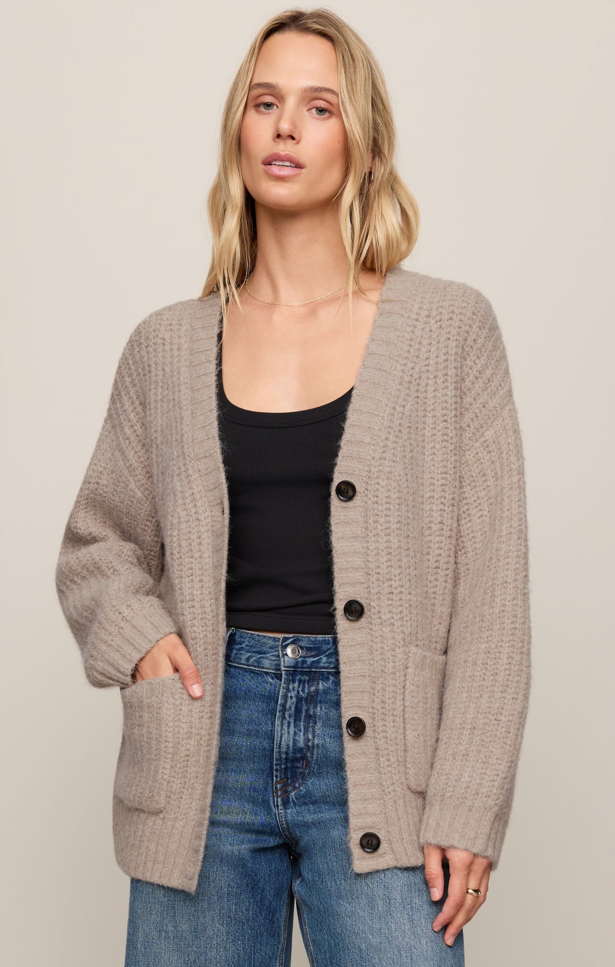 Whitmore Oversized Cardigan - Light Khaki