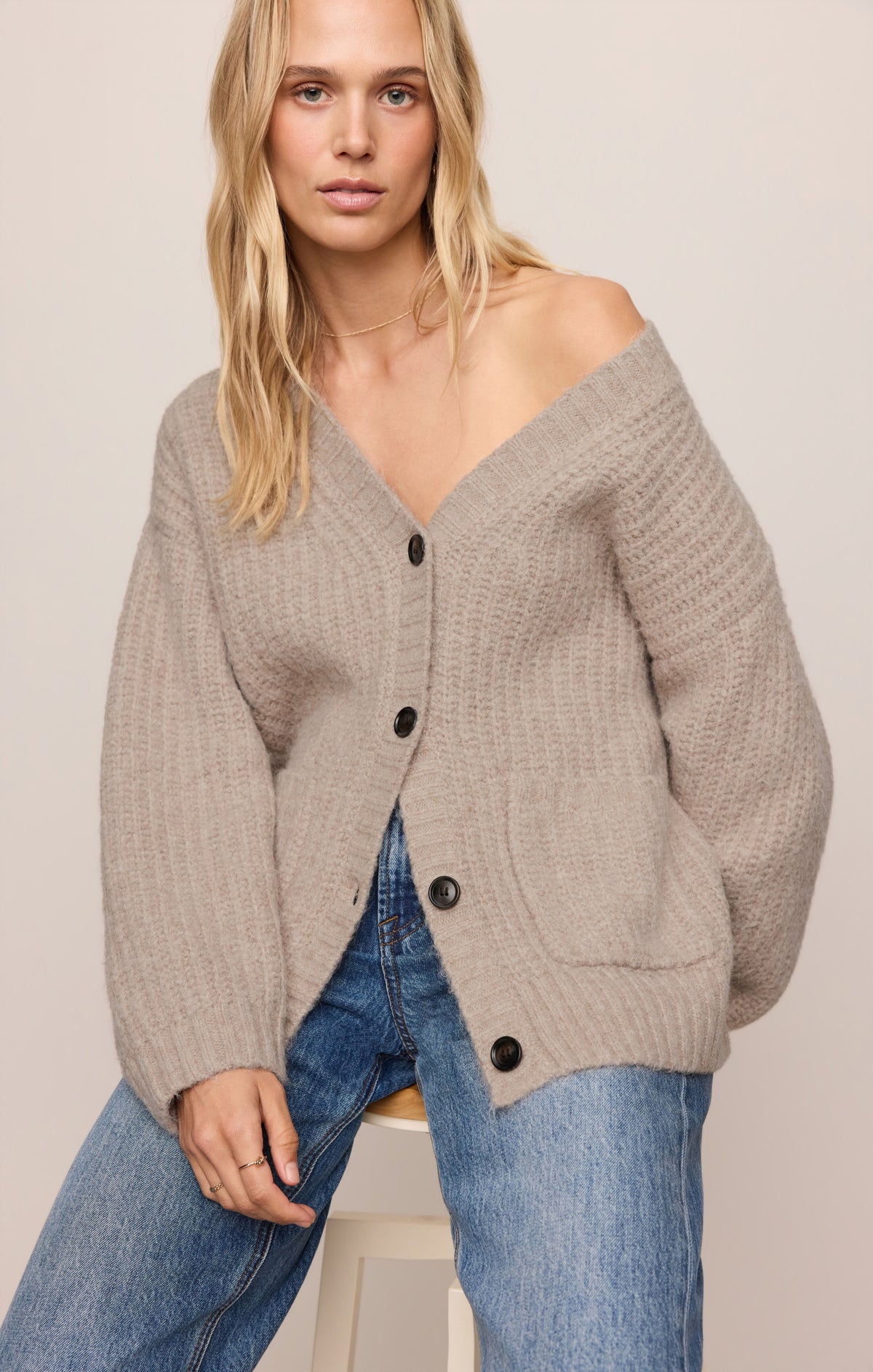 Whitmore Oversized Cardigan - Light Khaki