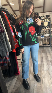 Midnight Flowers Bloom Sweater