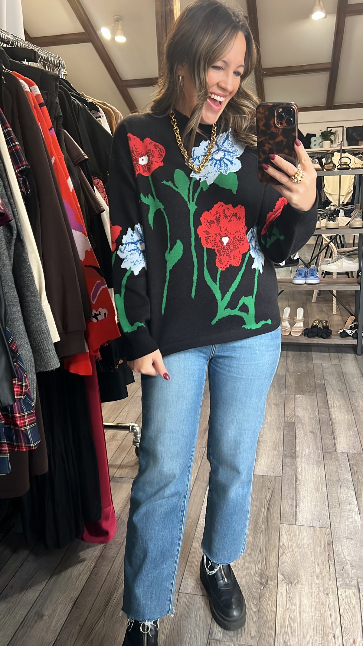 Midnight Flowers Bloom Sweater