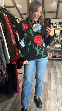 Midnight Flowers Bloom Sweater