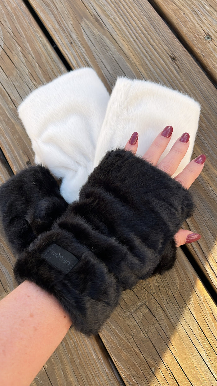 Teddy Fleece Fingerless Gloves