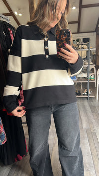 Soft Serve Stripes Button Sweater