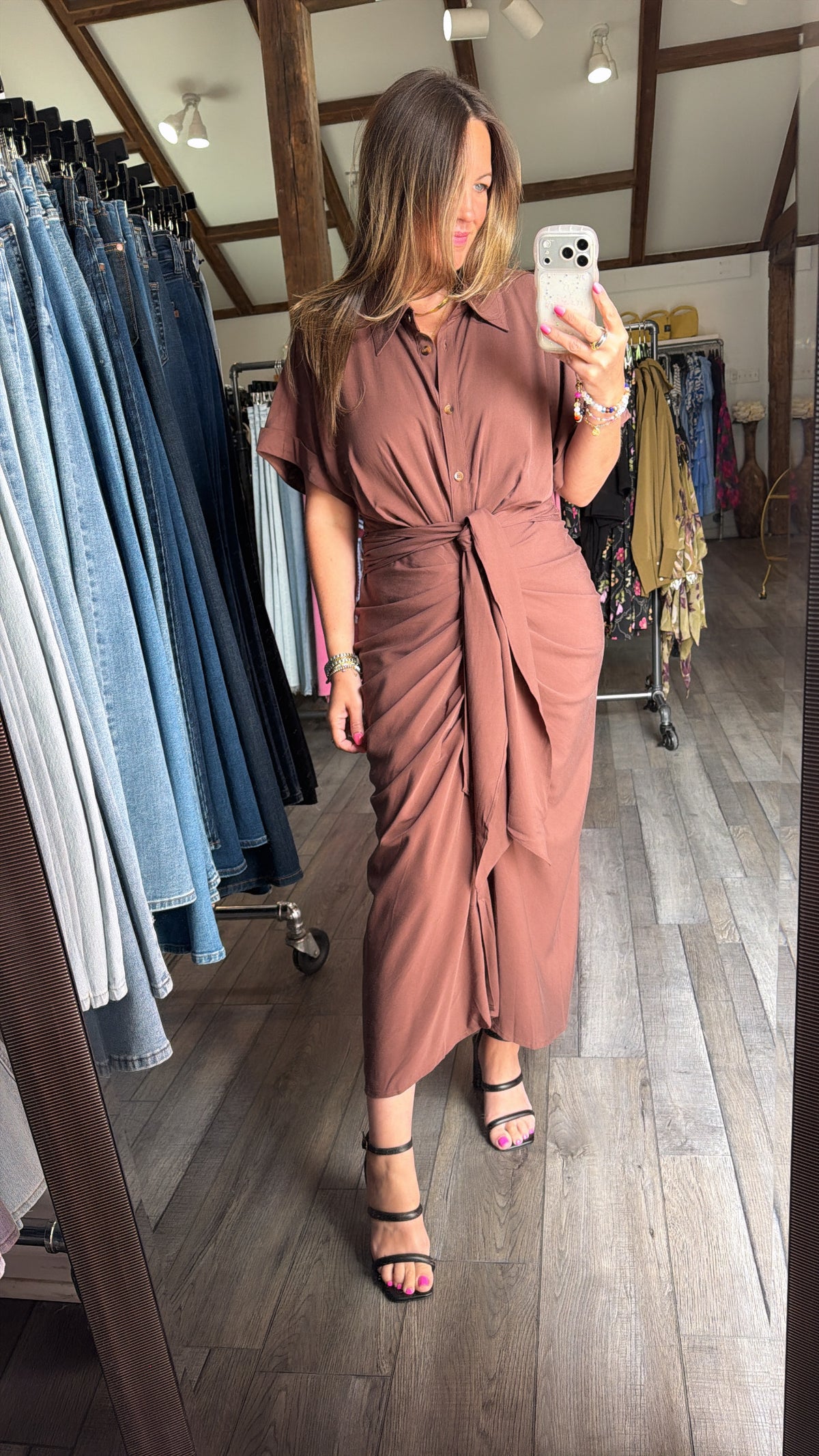 Chocolate Tie Front Dress