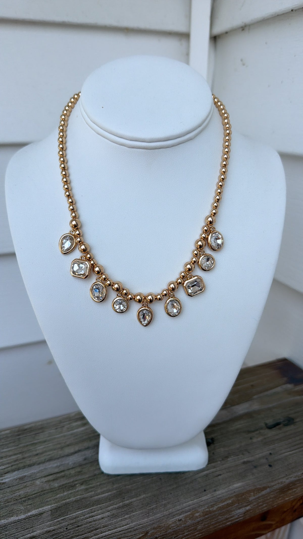 Multi Shape Crystal Charm Necklace