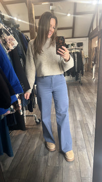 Dusty Blue Wide Leg Denim