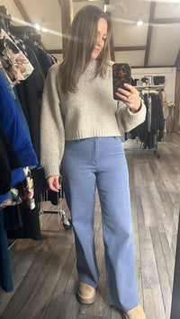 Dusty Blue Wide Leg Denim