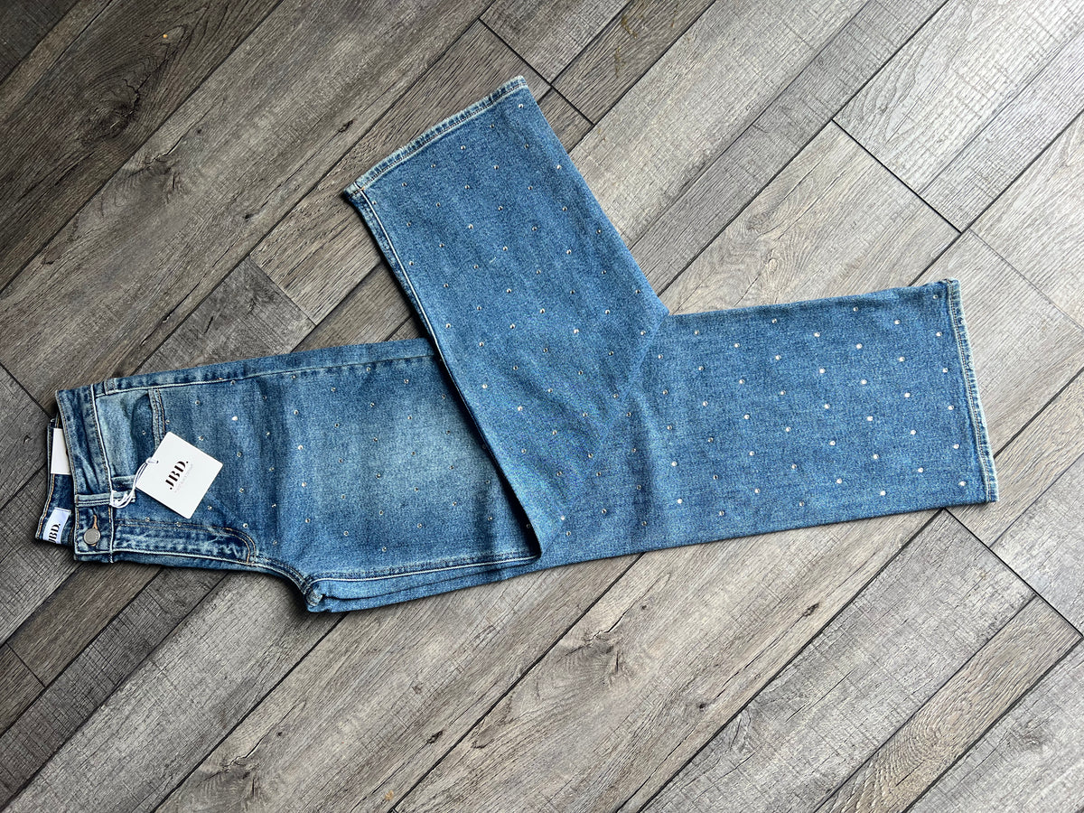 Rhinestone High Rise Vintage Straight Jean