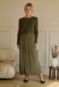 Olive Mix Media Dress