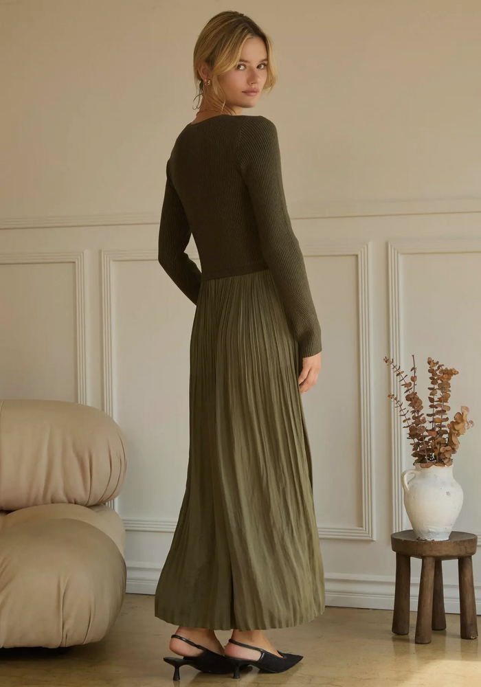 Olive Mix Media Dress