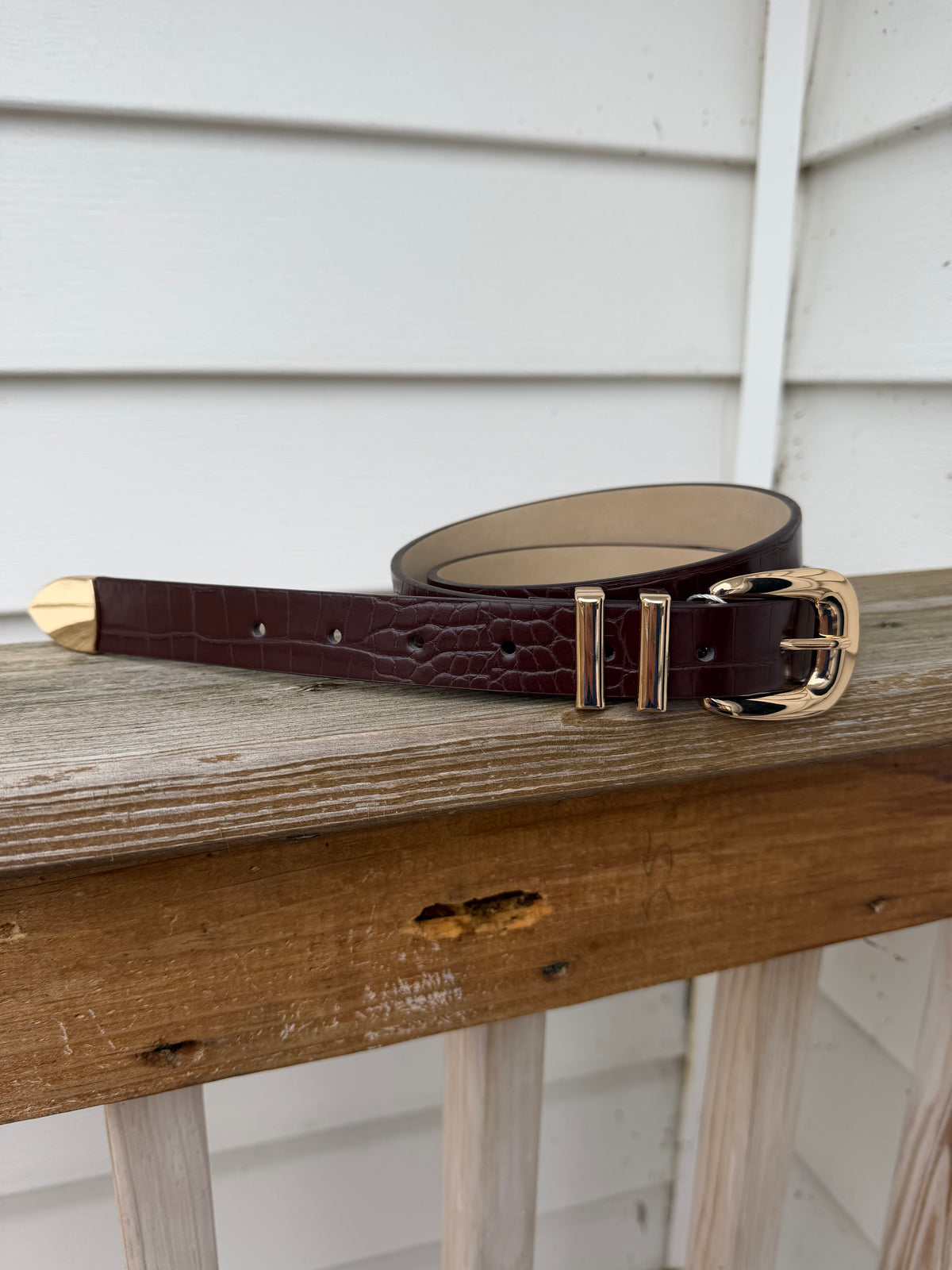 Atlas Belt - Brown Croc/Gold
