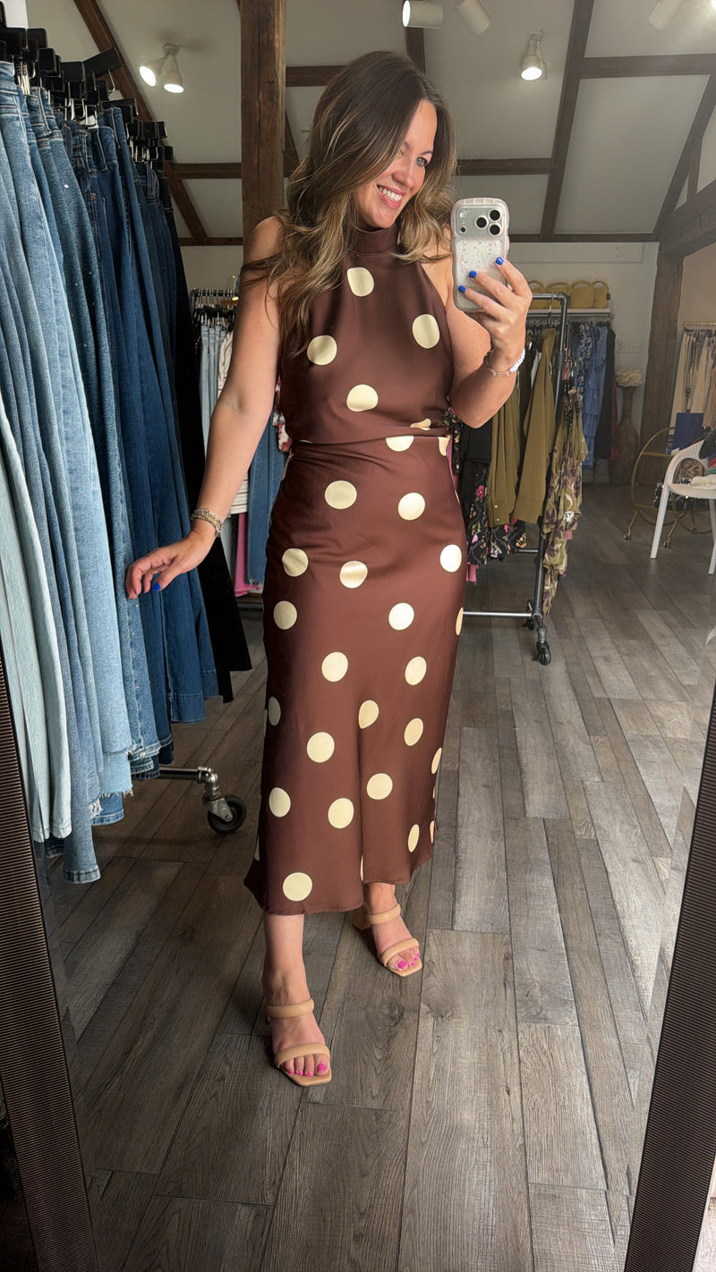 Vivian Halter Neck Polka Dot Dress