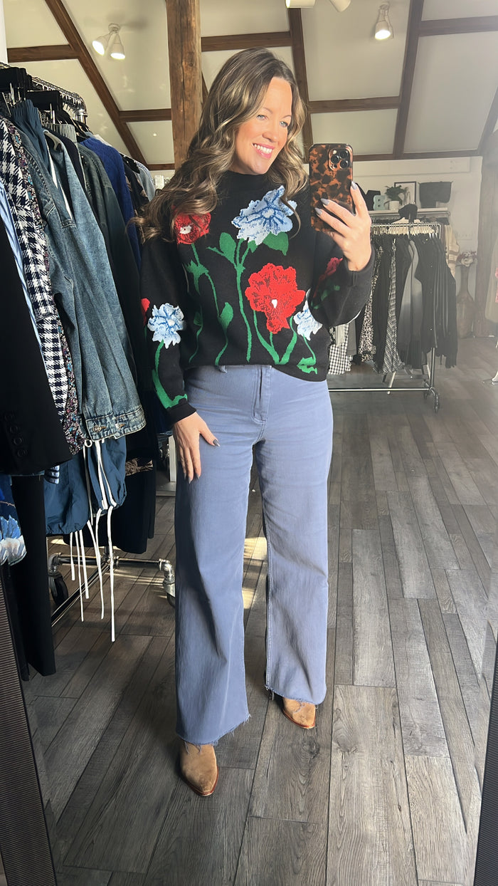 Midnight Flowers Bloom Sweater