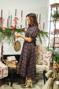 Navy Flannel Plaid Fit Dress