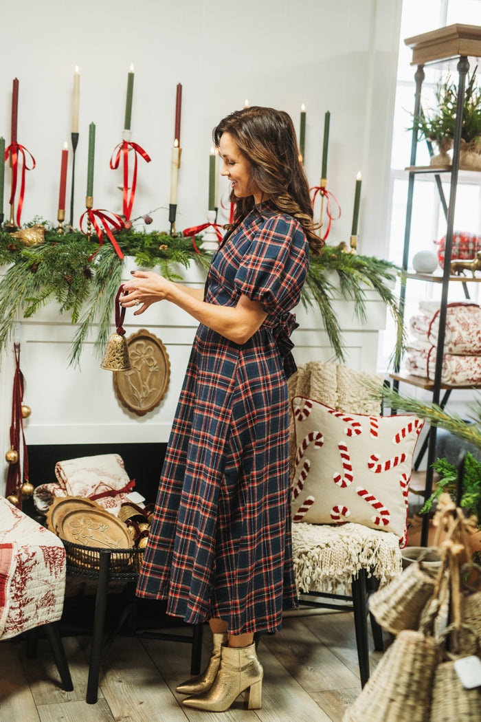 Navy Flannel Plaid Fit Dress