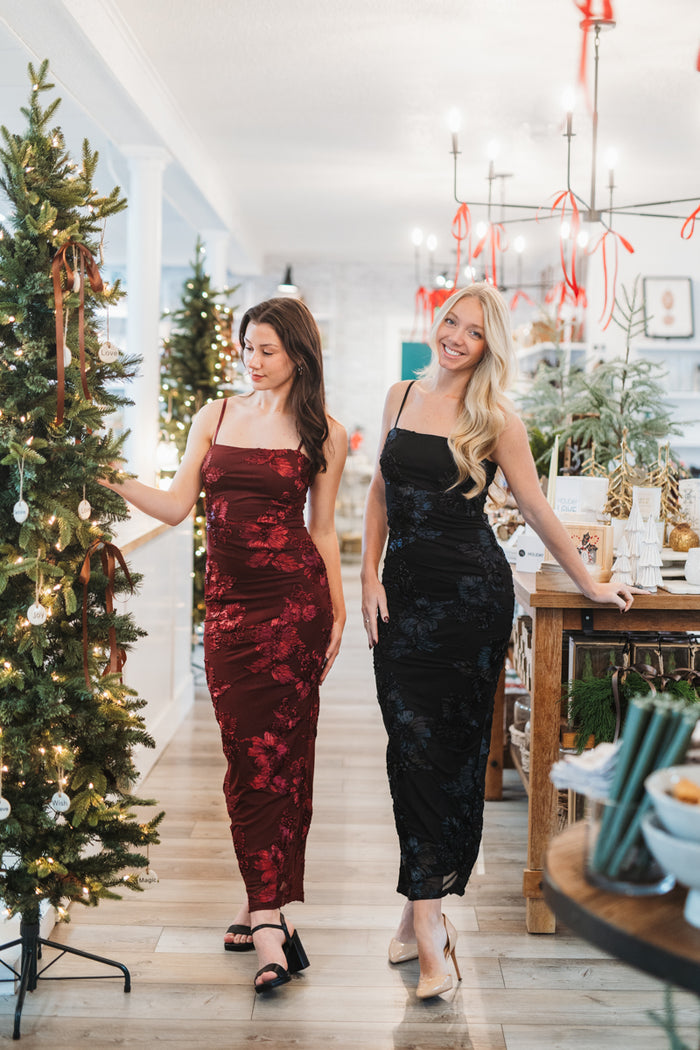 Miralda Mesh Floral Maxi Dress