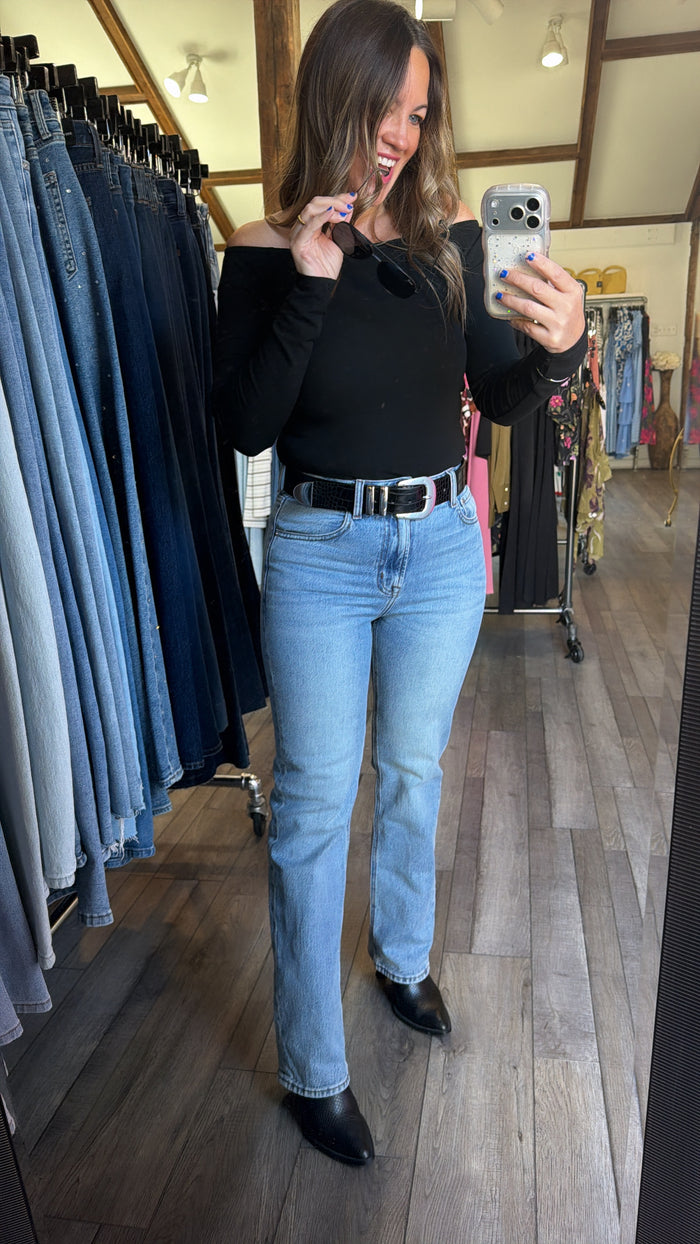 The Muse High Rise Straight Jean in Light Year