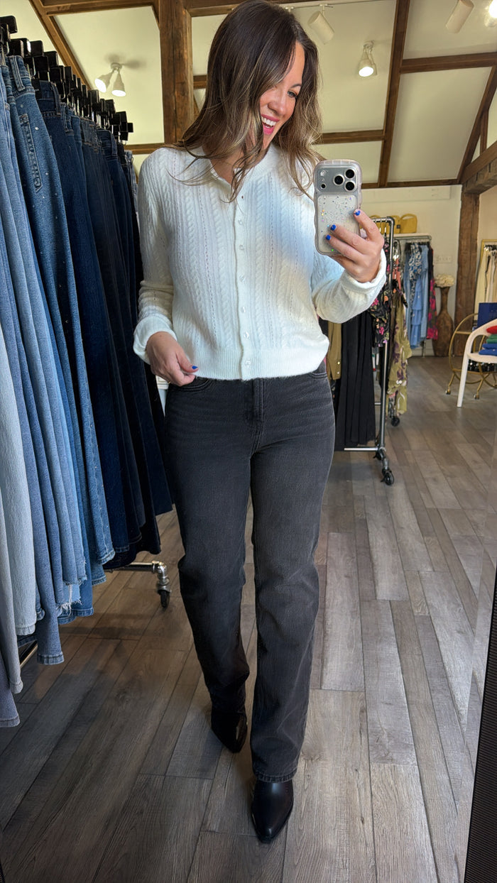 Medina Pointelle Cardigan - Cloud