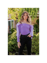 Lilac Off The Shoulder Bow Detail Top