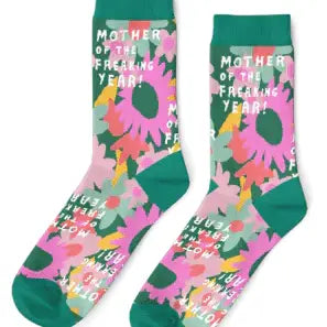 Mother of the Freakin Year Flower Mama Socks