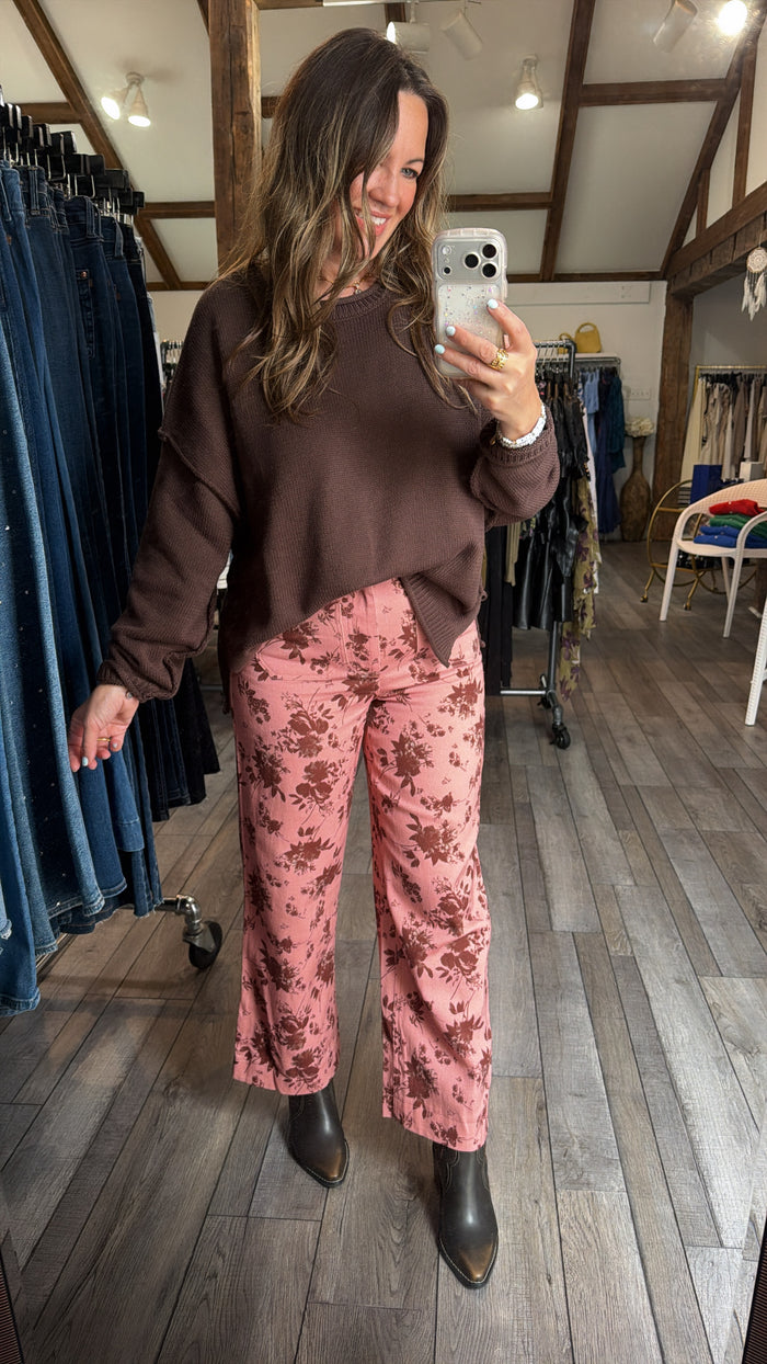 Raw Edge Chocolate Brown Sweater