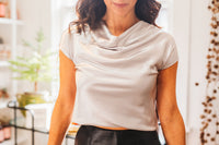 Silver Cowl Neck Combo Blouse