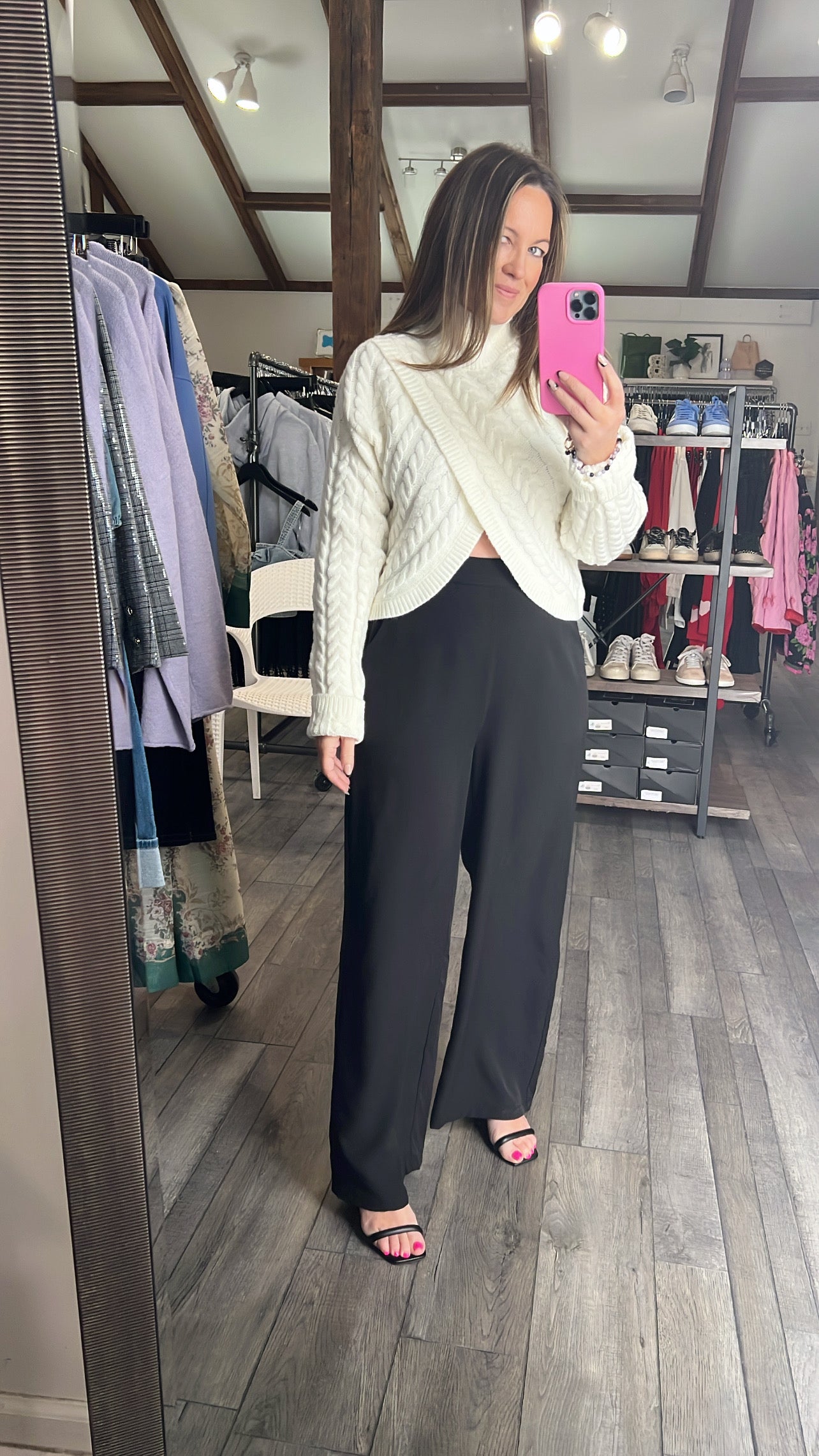 Ivory Cross Turtleneck Sweater – Blush