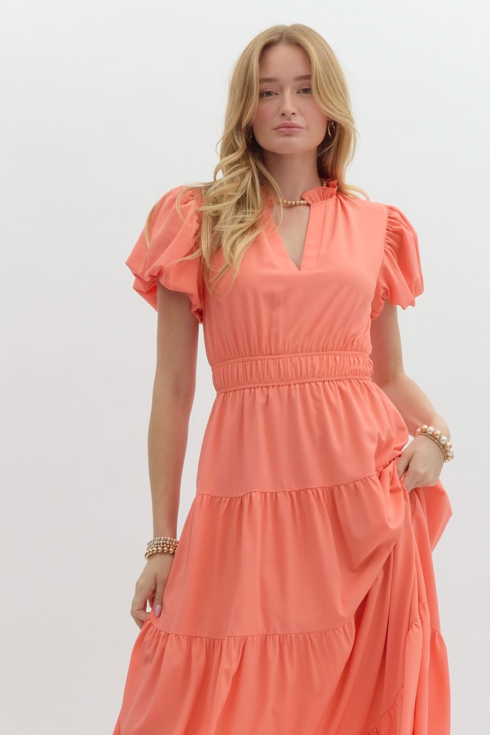 Clara Coral Peach Maxi Dress Clara Coral Peach Maxi Dress