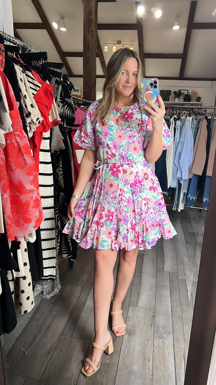 Frances Floral Pleated Skirt Dress