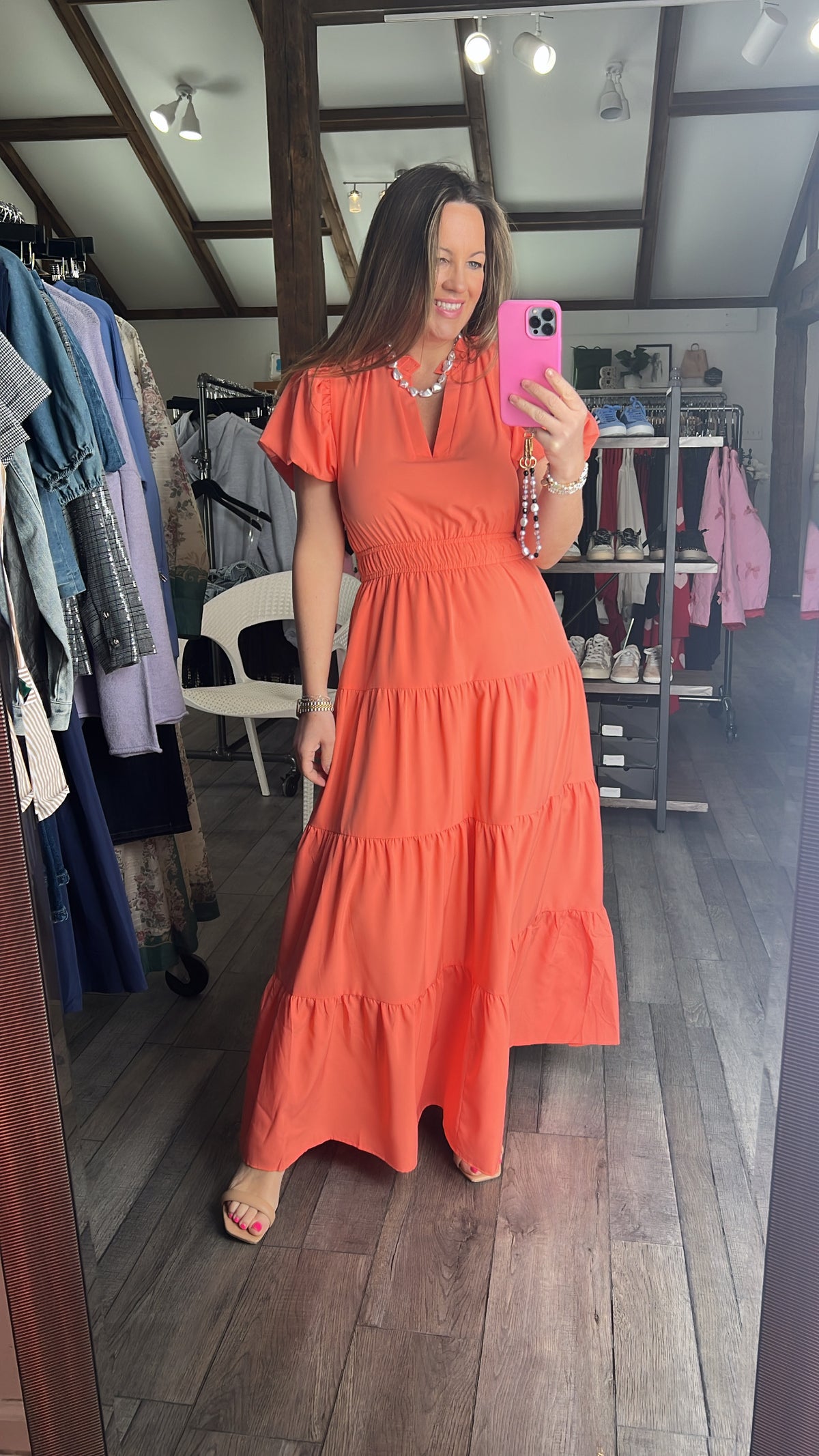 Clara Coral Peach Maxi Dress Clara Coral Peach Maxi Dress