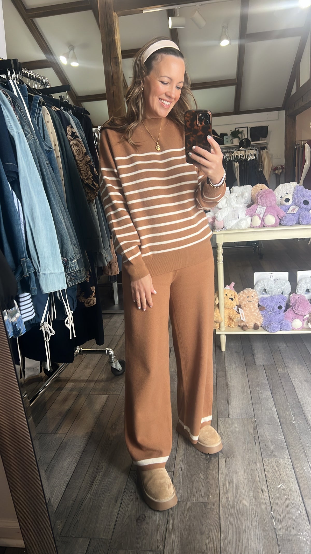 Caramel Stripe Wide Leg Pant