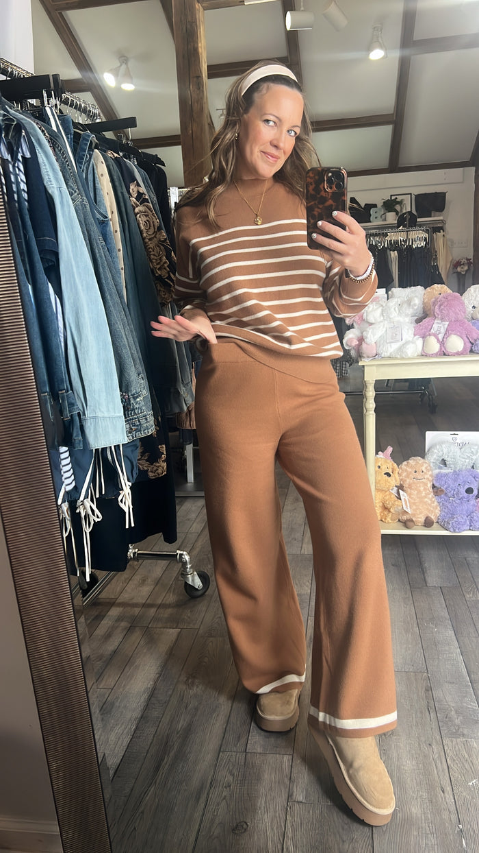 Caramel Stripe Wide Leg Pant