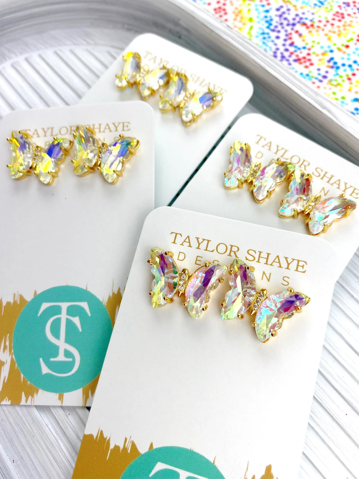 Crystal Color Butterfly Studs-iridescent