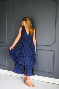 Navy Tiered Romance Dress