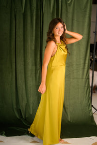 Chartreuse Crush Satin Dress
