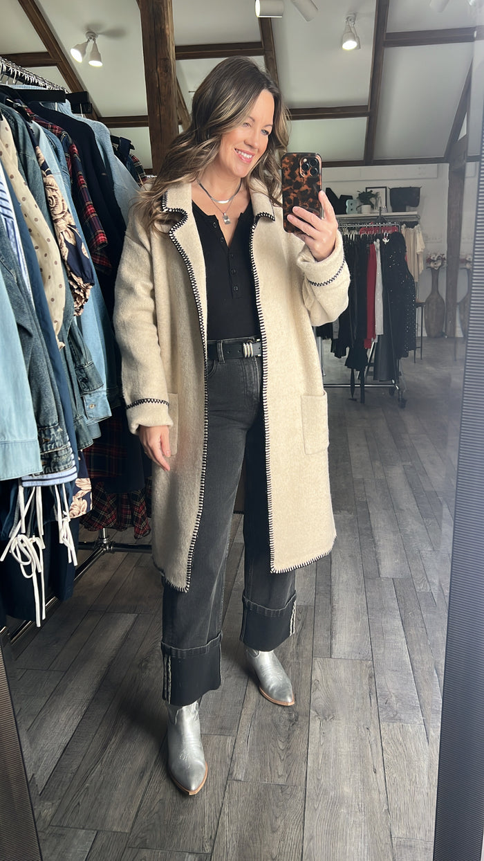 Ollie Oatmeal Whipstitch Cardigan