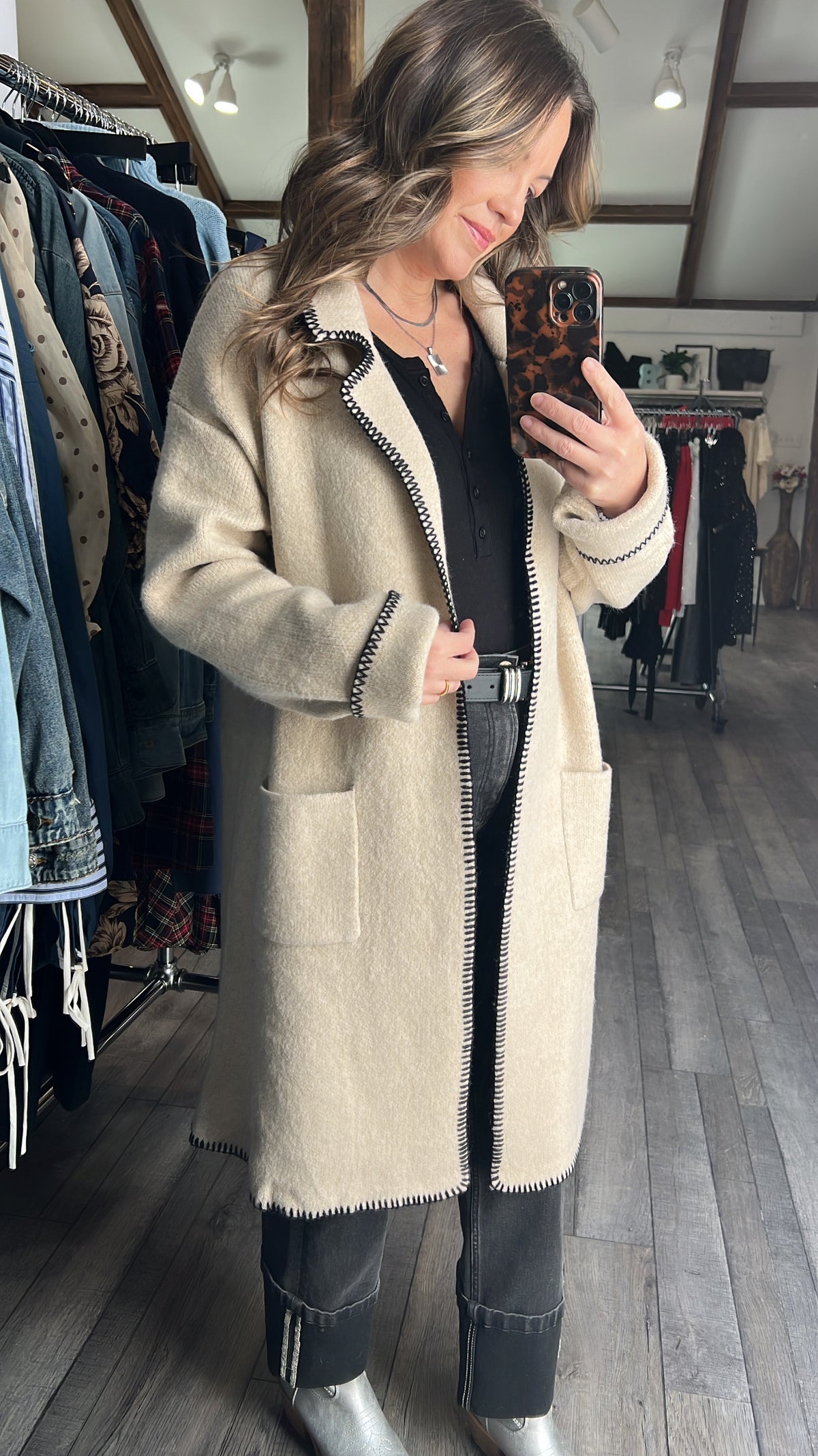 Ollie Oatmeal Whipstitch Cardigan