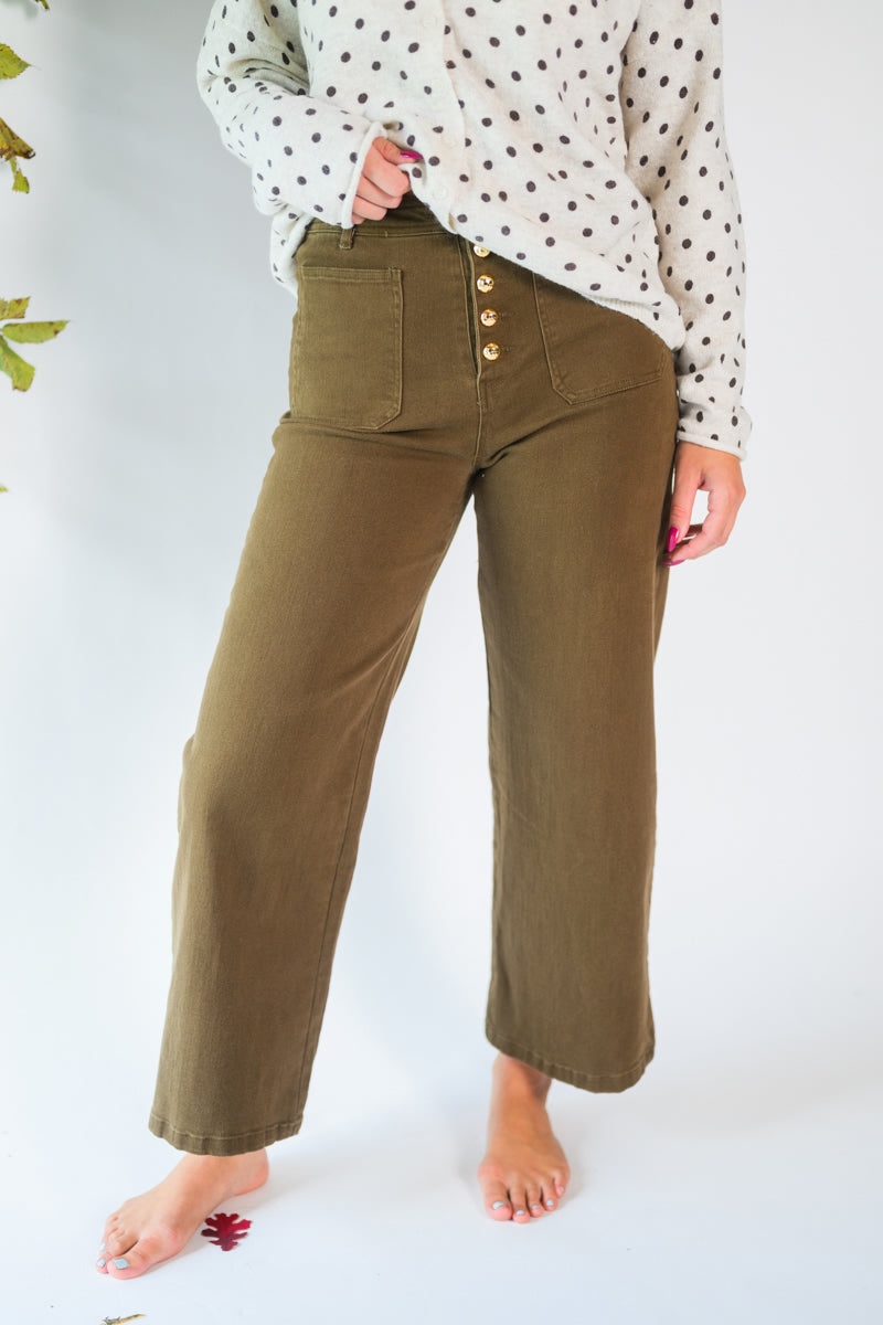 Mocha Luxe Button Pant